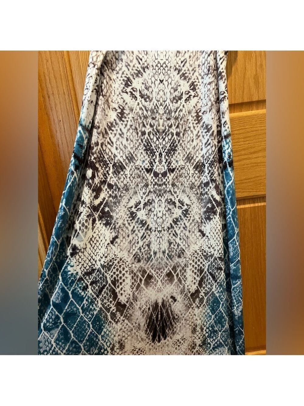 Women's Blue Snakeskin Print Bohemian Maxi Cami Dress Large - Picture 6 of 15